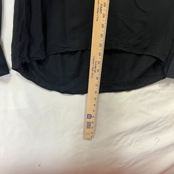 Helmut Lang XS Black Sheer  Long Sleeve V Neck Asymmetrical Hem Whymsical Top - Picture 5 of 10